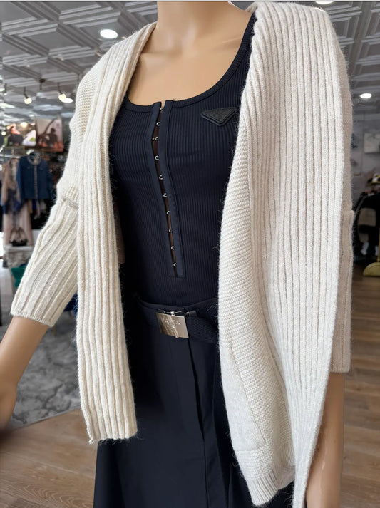 Nobello Ribbed Open-Front Cardigan – SKU 17475 Nobello