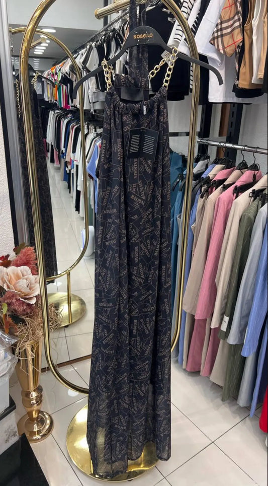 Nobello Sleeveless Chiffon Chain Shoulder Straps Dress 2621 Nobello