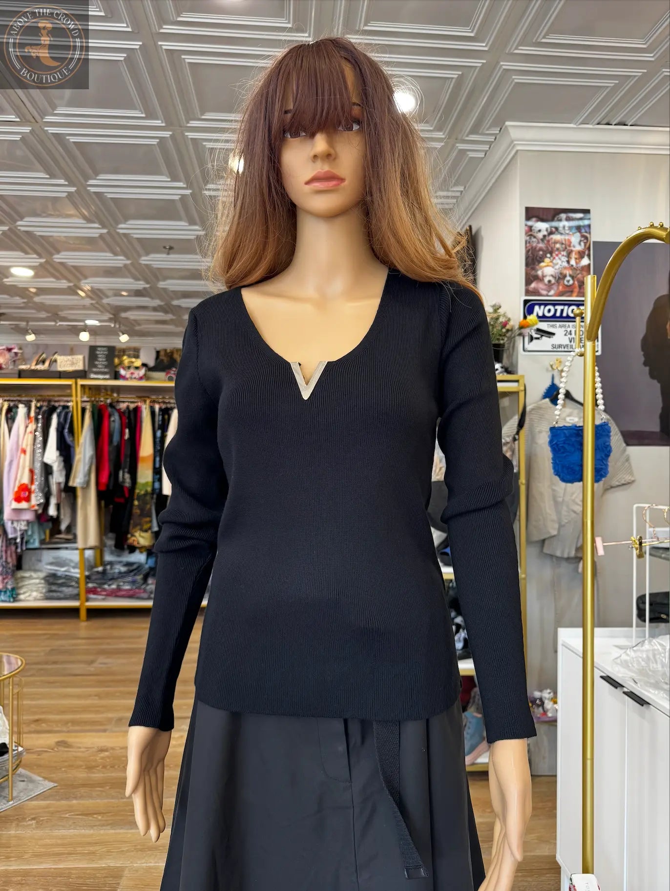 Nobello Sweater with Metal “V” Detail – SKU 1021V Nobello