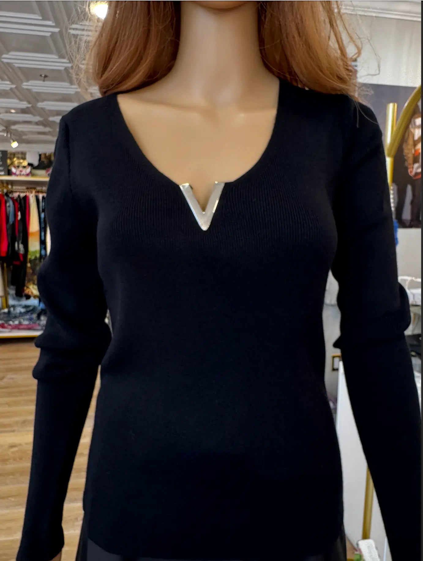 Nobello Sweater with Metal “V” Detail – SKU 1021V Nobello