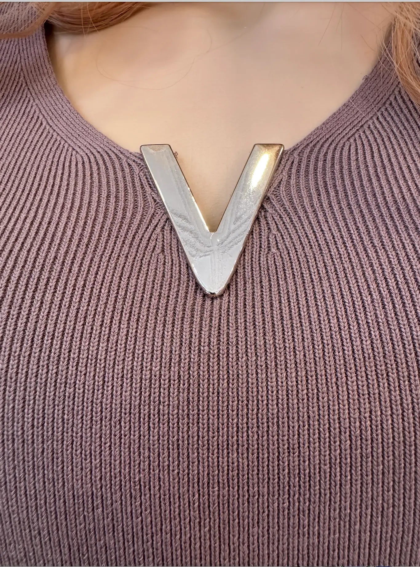 Nobello Sweater with Metal “V” Detail – SKU 1021V Nobello