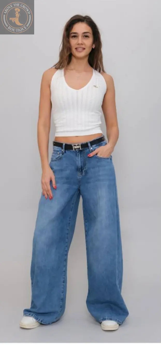 Nobello Wide Jeans Medium Wash Color 7018 Nobello