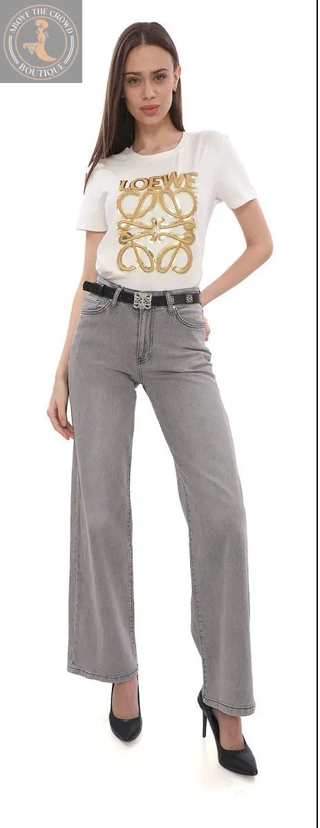 Nobello Women Bell Bottom Grey Jeans 5007 Nobello