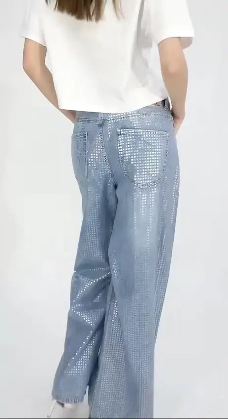 Nobello Women Wide Sequin Jeans 5042 Nobello