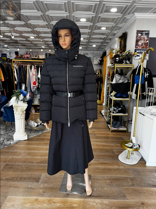 Nobello Women’s Belted Hooded Puffer Jacket – SKU 019 Nobello