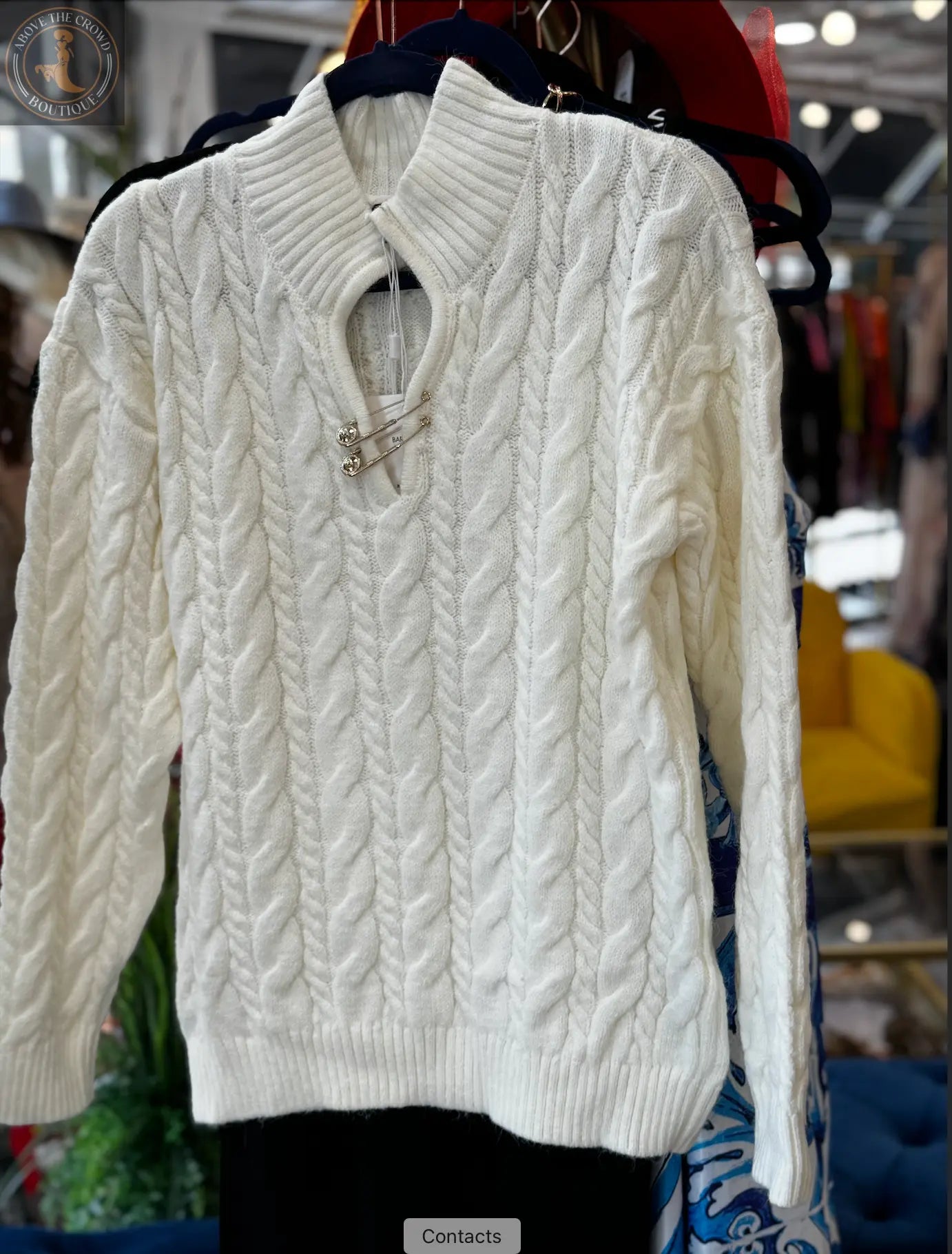 Nobello Women’s Cable-Knit Sweater with Pin Detail – SKU 17488 Nobello