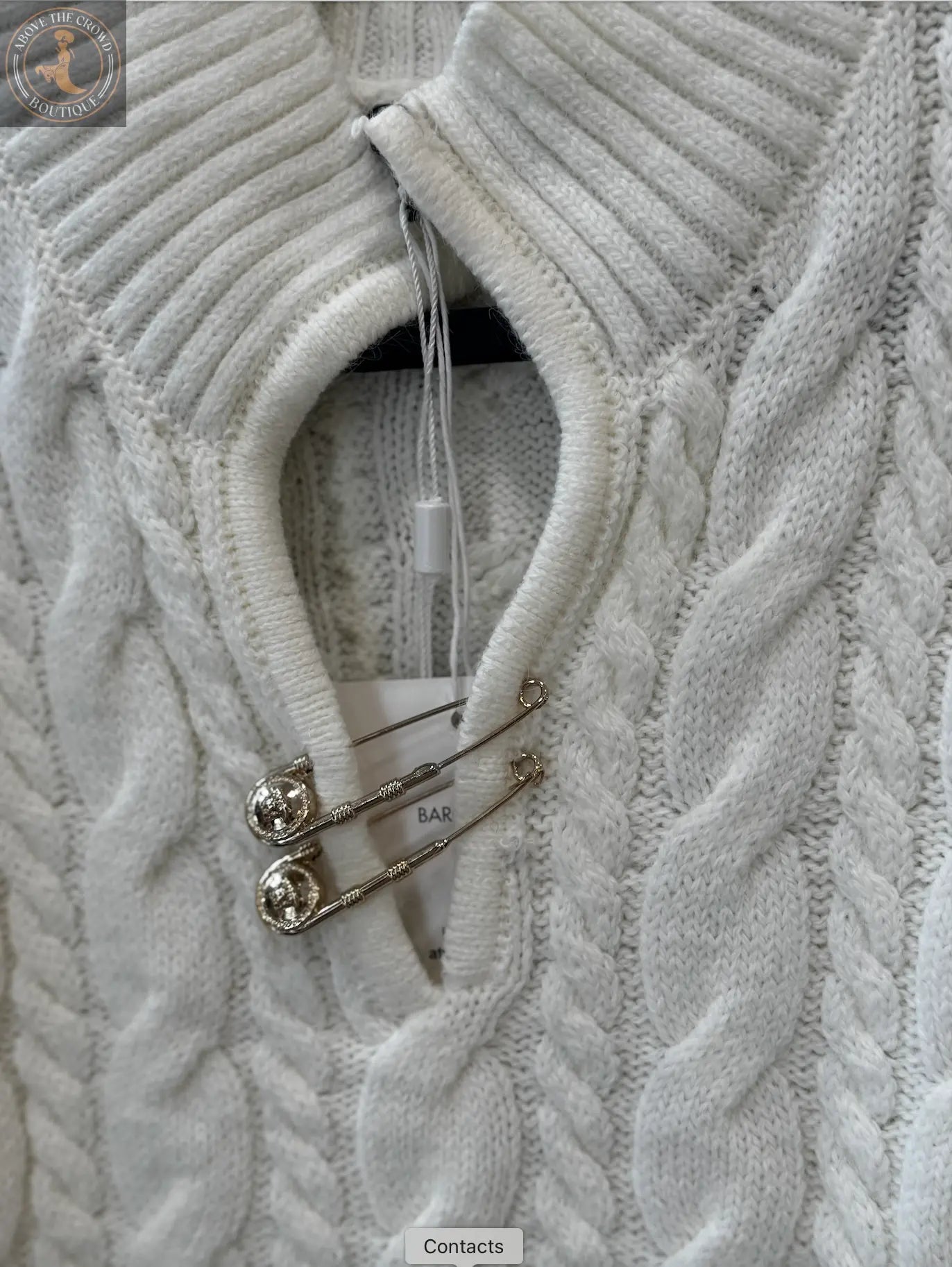 Nobello Women’s Cable-Knit Sweater with Pin Detail – SKU 17488 Nobello