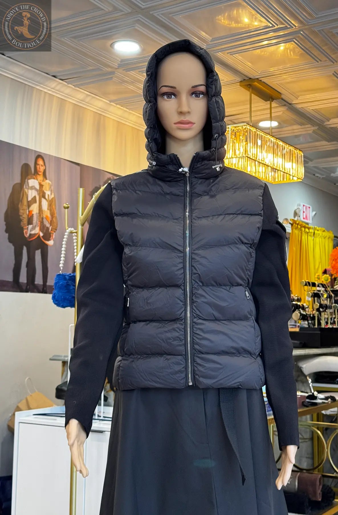 Nobello Women’s Hooded Puffer Jacket with Knit Sleeves – SKU 8103 Nobello