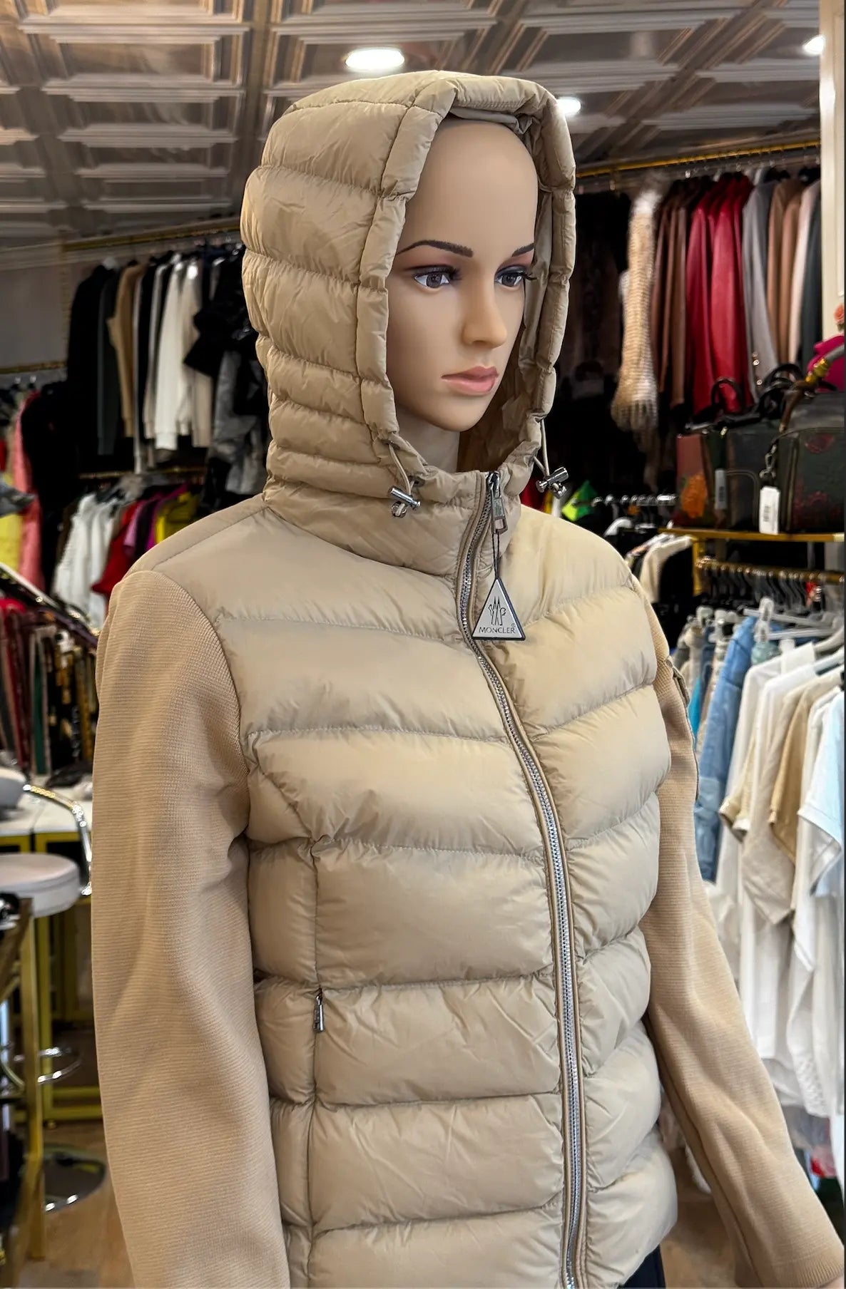 Nobello Women’s Hooded Puffer Jacket with Knit Sleeves – SKU 8103 Nobello