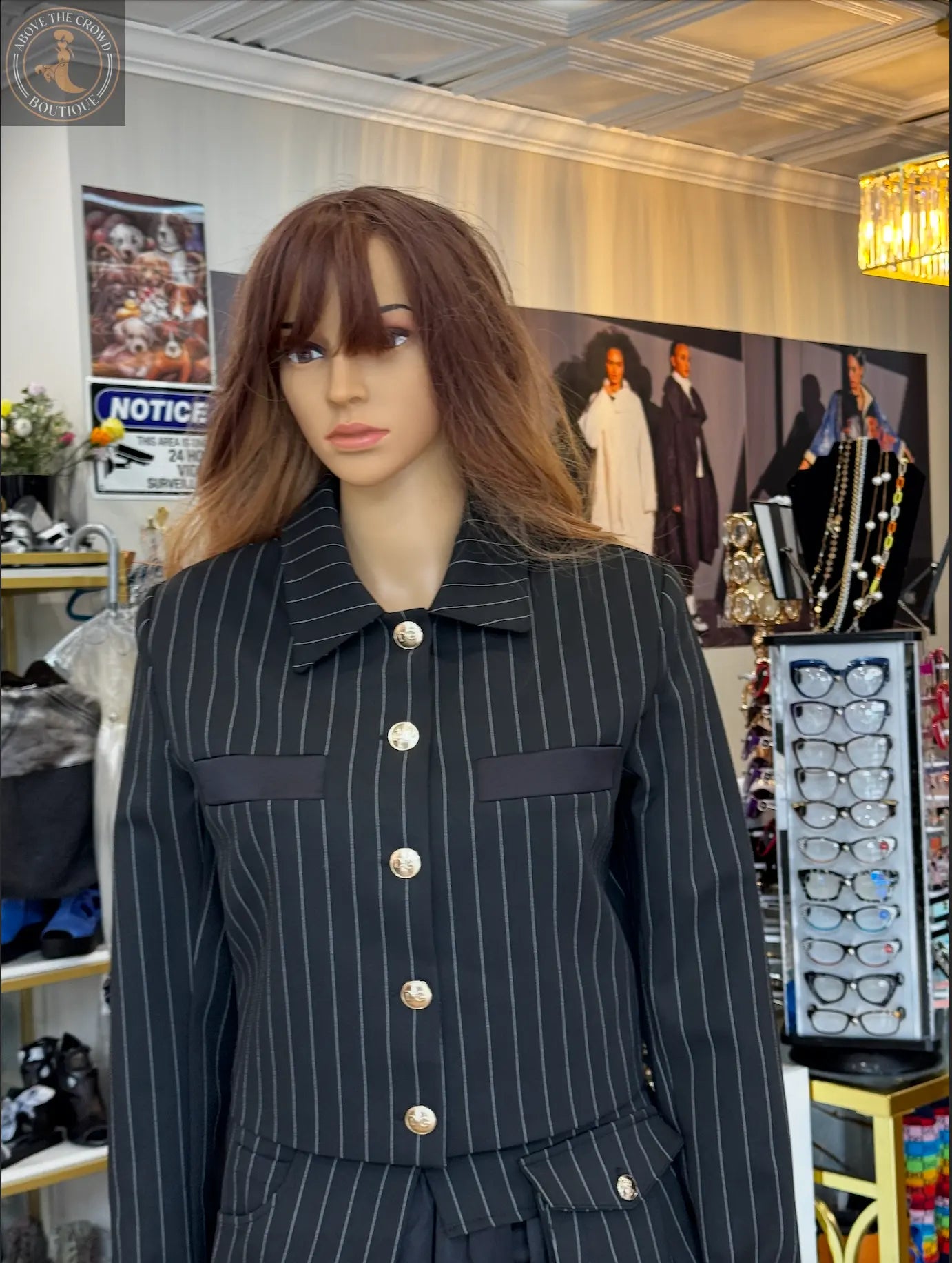 Nobello Women’s Pinstripe Jacket & Bubble Skirt Suit – SKU 15027 Nobello