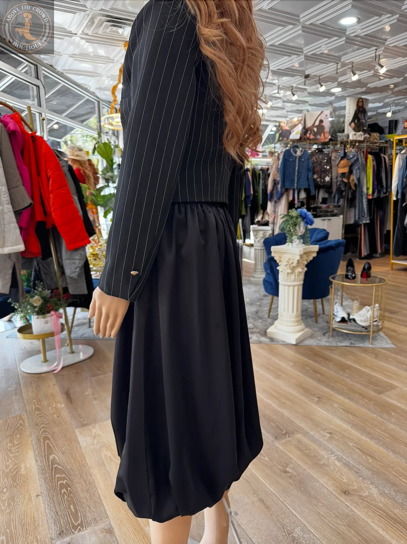 Nobello Women’s Pinstripe Jacket & Bubble Skirt Suit – SKU 15027 Nobello