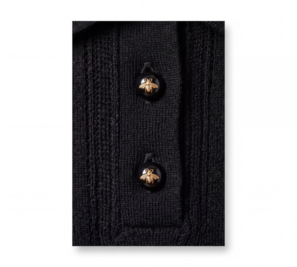 Bee Button Pointelle Polo Knit Sweater - Above the Crowd Boutique
