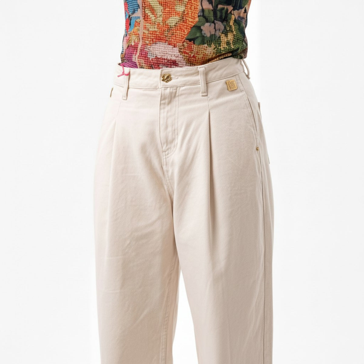 Ivory High-Rise Extra Wide-Leg Jeans with Tailored Pleats - Above the Crowd Boutique