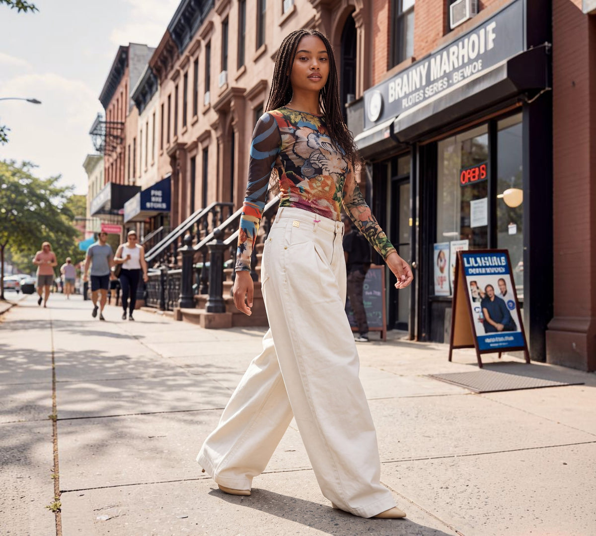 Ivory High-Rise Extra Wide-Leg Jeans with Tailored Pleats - Above the Crowd Boutique