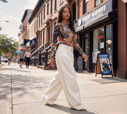 Ivory High-Rise Extra Wide-Leg Jeans with Tailored Pleats - Above the Crowd Boutique