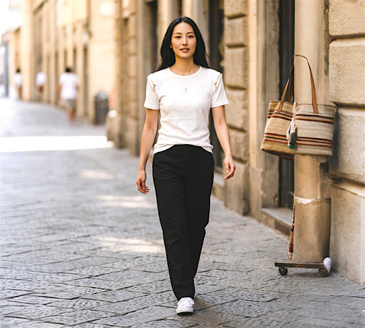 Elegant Ribbed White T-Shirt with Gold Shoulder Zipper Detail-Above the Crowd Boutique