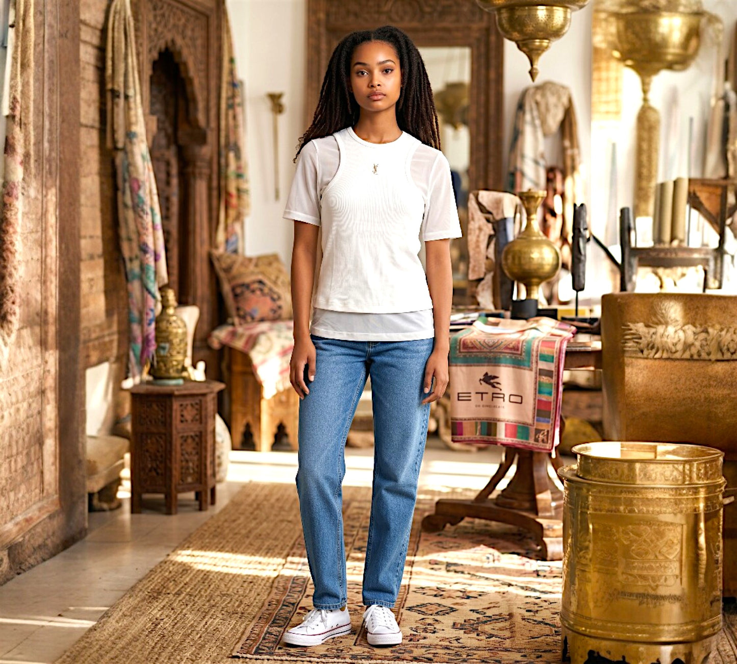 Nobello Sheer Sleeve Layered T-Shirt