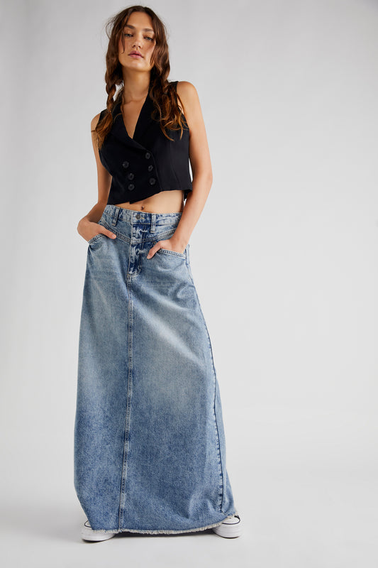 Free People Come As You Are Denim Maxi - Above The Crowd Boutique