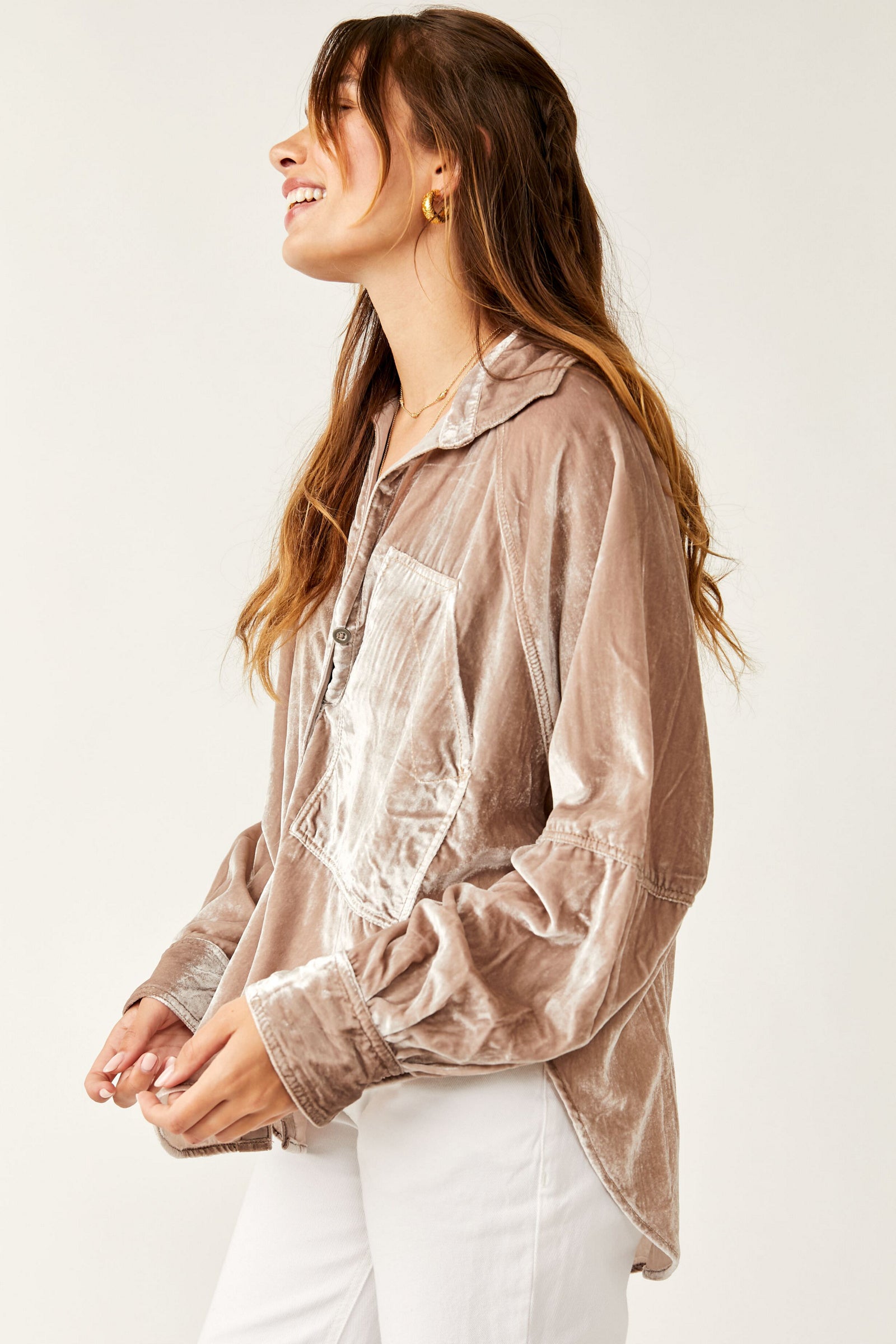 Free People Night Skies Velvet Top - Golden Brown - Above The Crowd Boutique