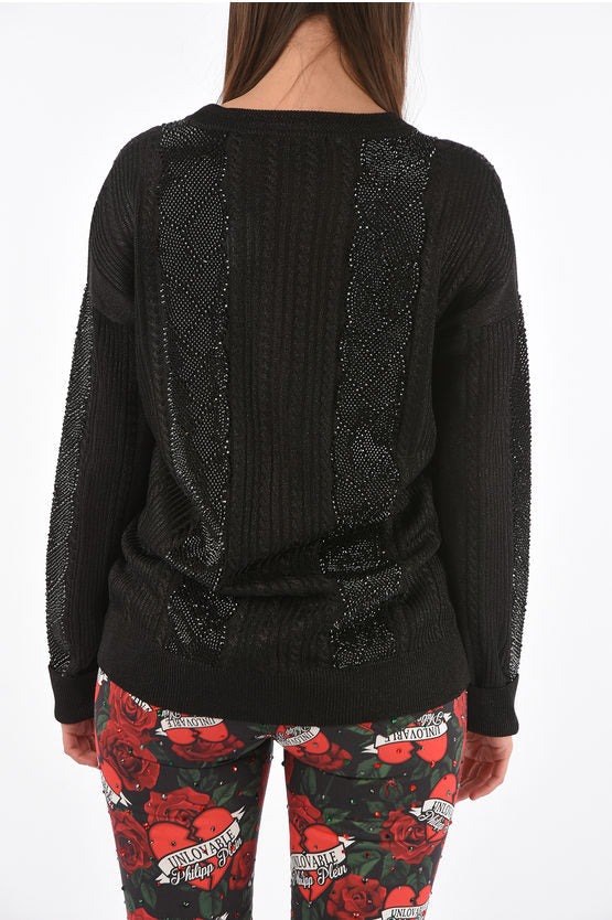 PP Couture Lurex Crystal Cable Knit Sweater - Italian Style, Discoball Ready Vesto Italiano