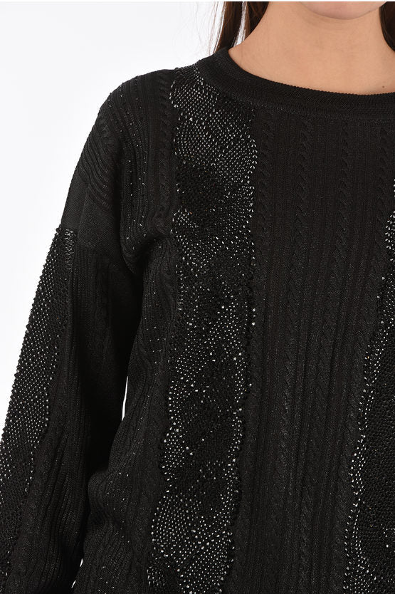 PP Couture Lurex Crystal Cable Knit Sweater - Italian Style, Discoball Ready Vesto Italiano
