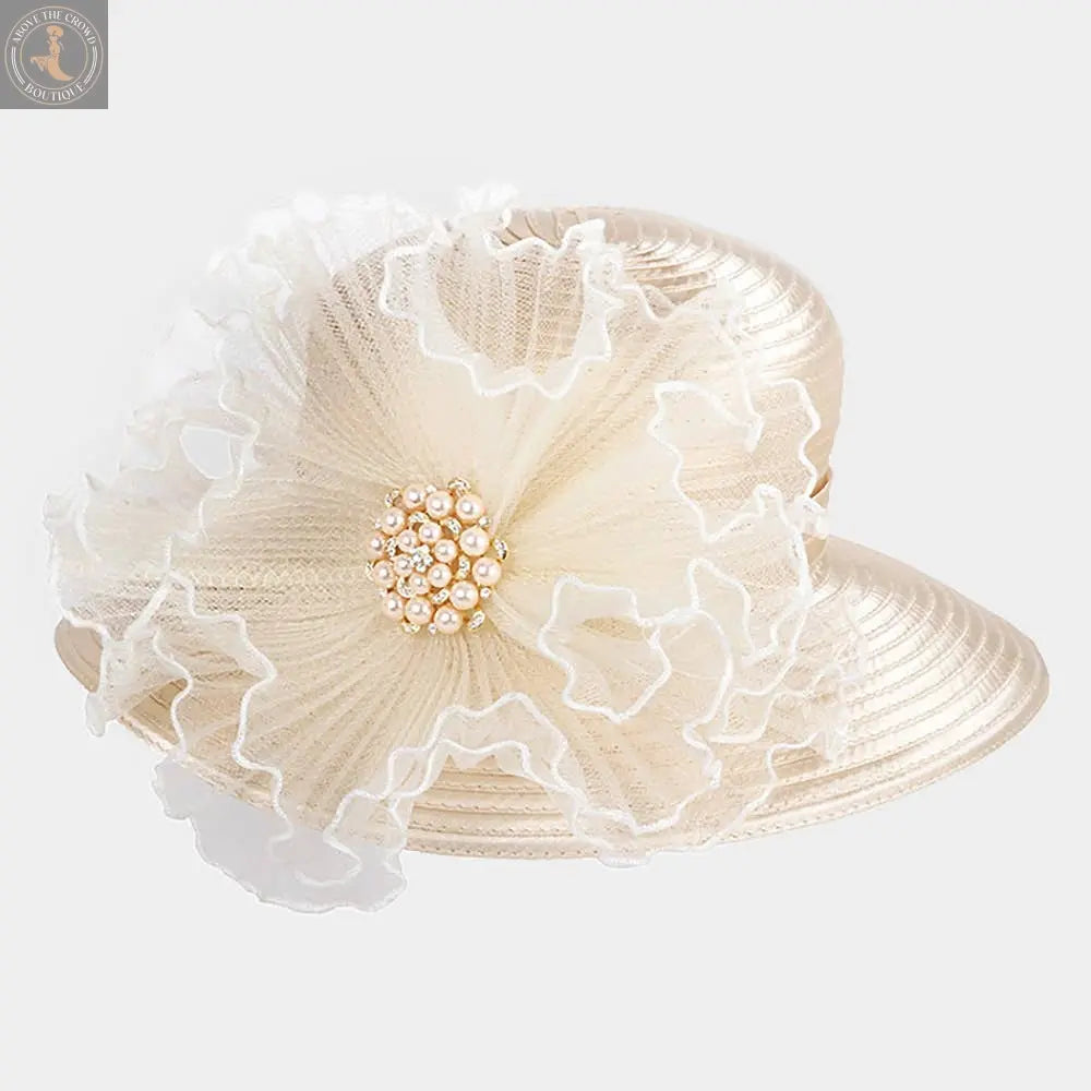 Pearl Cluster Embellished Flower Accented Dressy Hat Sensibling Corp.