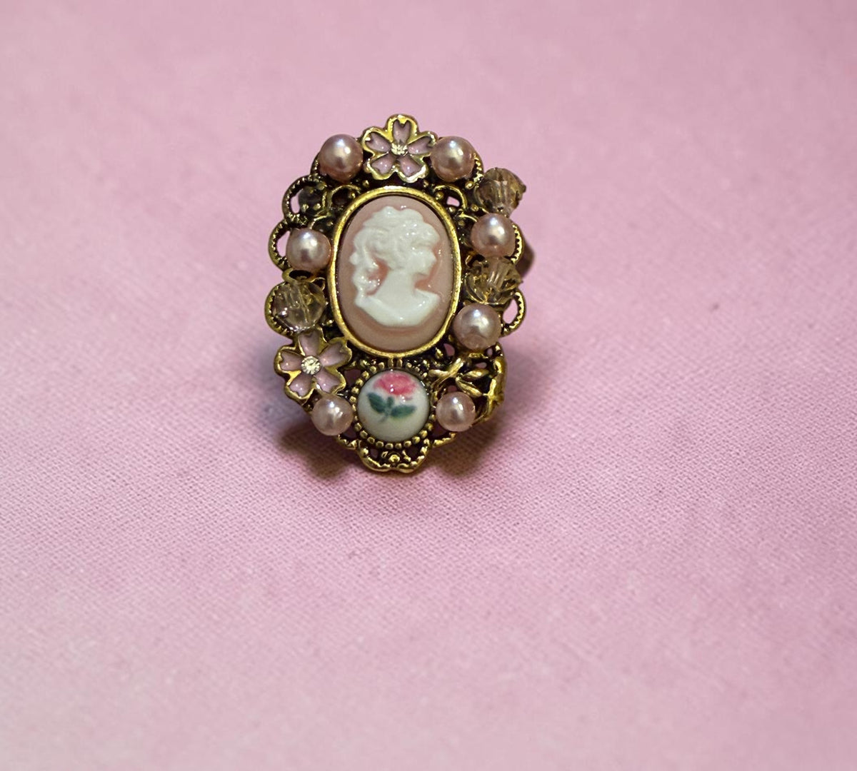 Handmade Blush Pink Cameo Statement Necktie with Velvet Choker - Above the Crowd Boutique