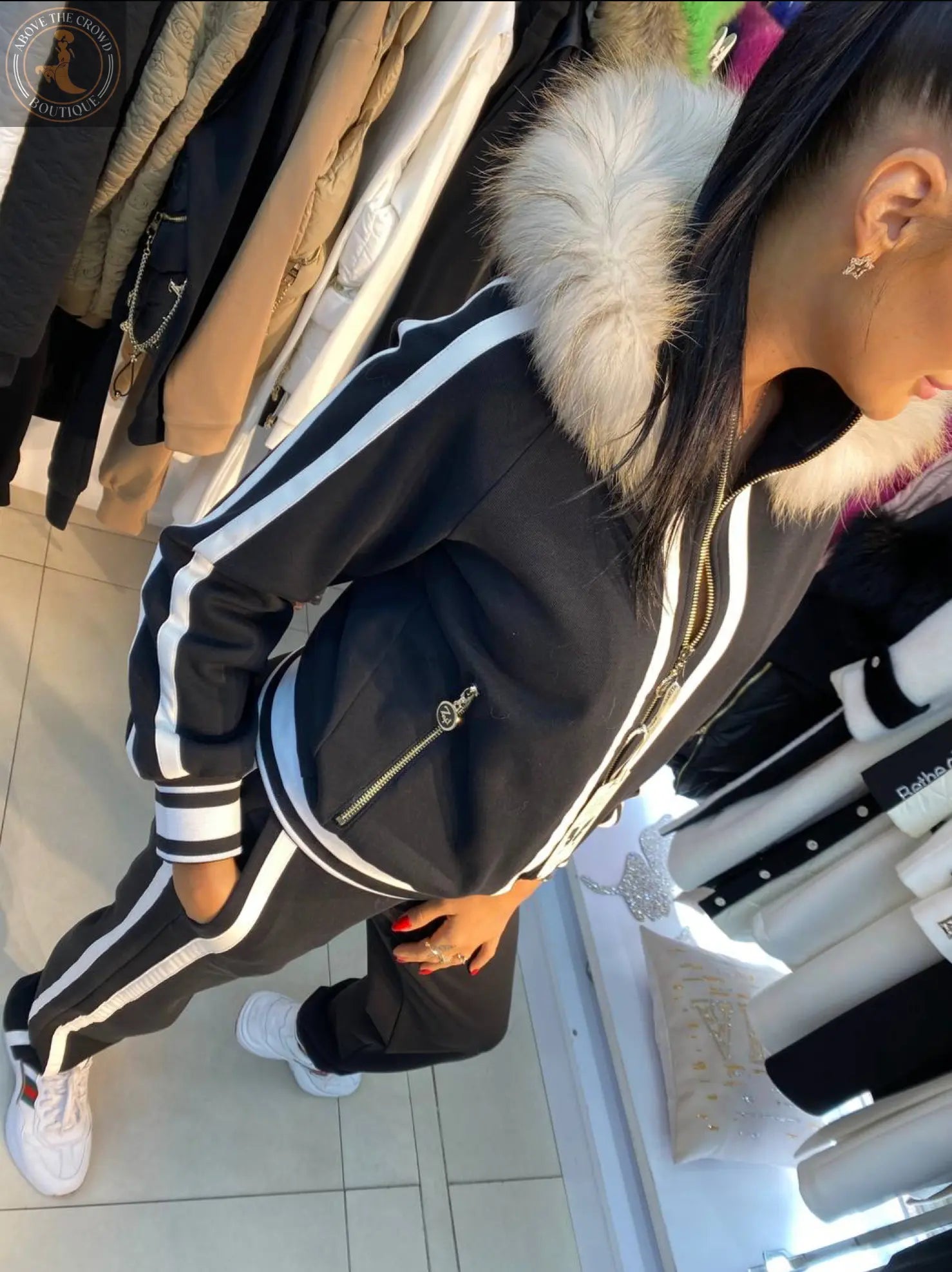 Premium Tracksuit with Fur Hood - Above the Crowd Boutique