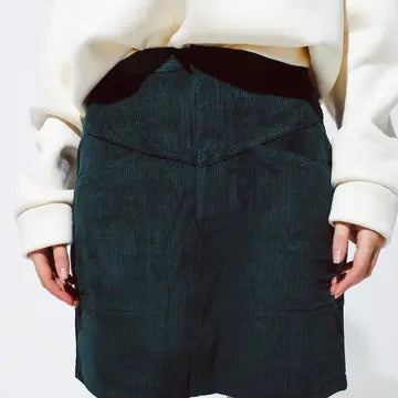 Q-2 Green Corduroy Miniskirt with Pockets 2391513 Q-2