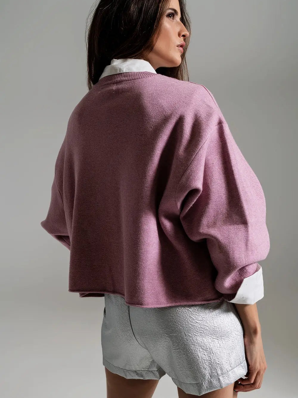 Q-2 Oversized Sweater with Boatneck in Dusty Pink 5385626 Q-2