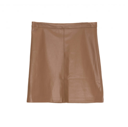 Q-2 CAMEL LEATHER EFFECT MINI SKIRT - Above The Crowd Boutique