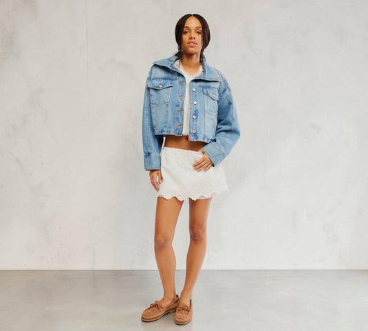 Side To Side Cropped Denim Jacket - Above the Crowd Boutique