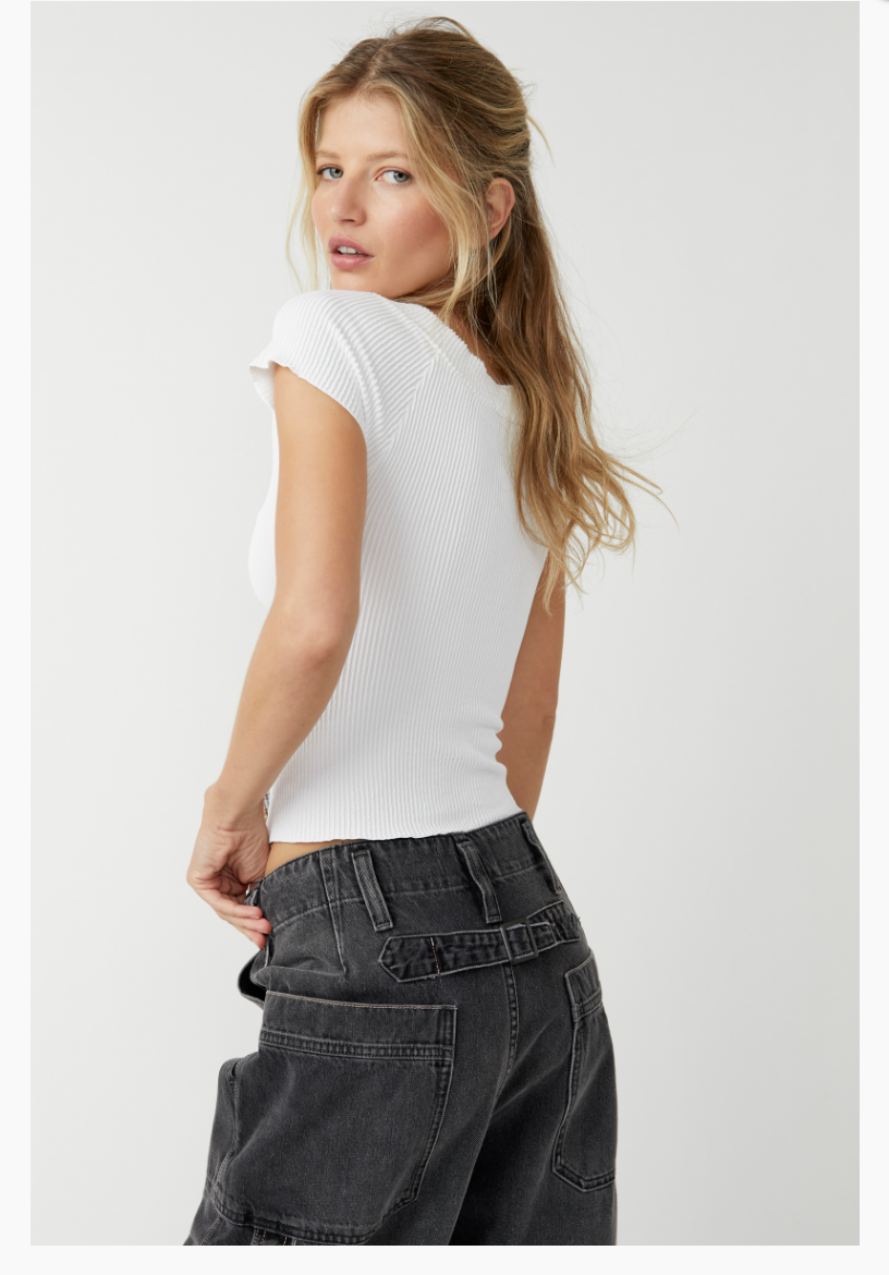 Free People Ribbed Off Shoulder Top FP192-52