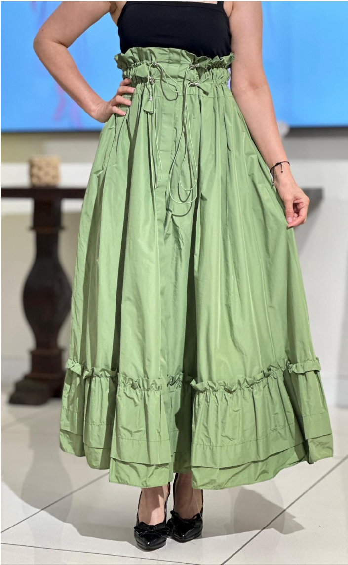 Bize Long Dressy Olive Green Skirt BZE5471