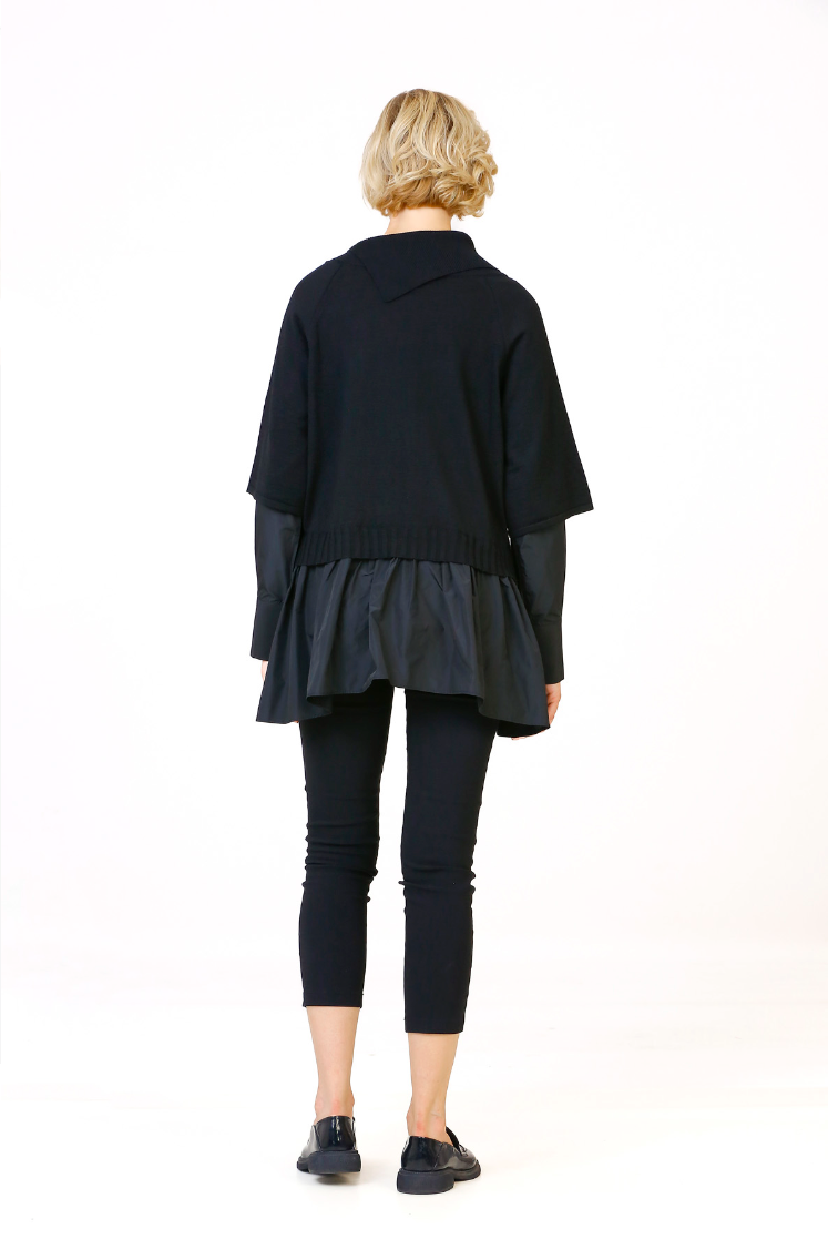 Bize 24W-BT071 Sleeve and Hem Taffeta Sweater