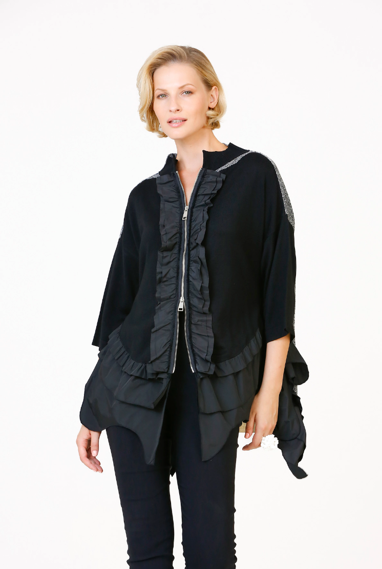 Bize 24W-BT078 Ruffled Zip Sweater Jacket