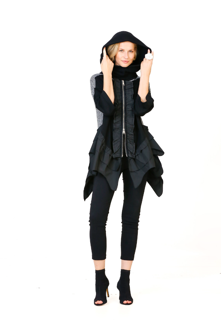 Bize 24W-BT078 Ruffled Zip Sweater Jacket