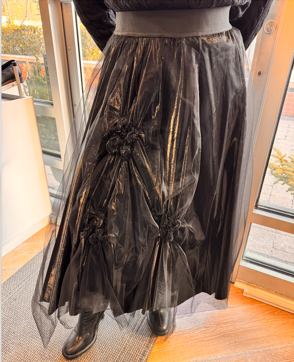 Bize Tulle Covered Gathered Front Skirt 24W-BK8603