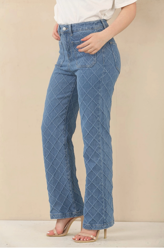 Kurt Muller Textured Wide Leg Voggo Jeans