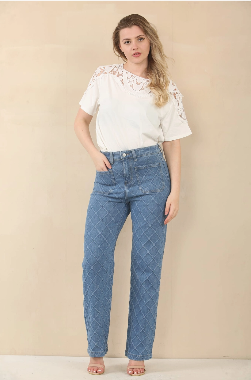 Kurt Muller Textured Wide Leg Voggo Jeans