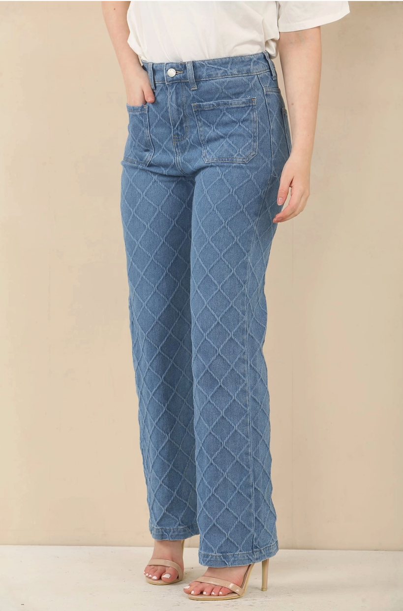 Kurt Muller Textured Wide Leg Voggo Jeans