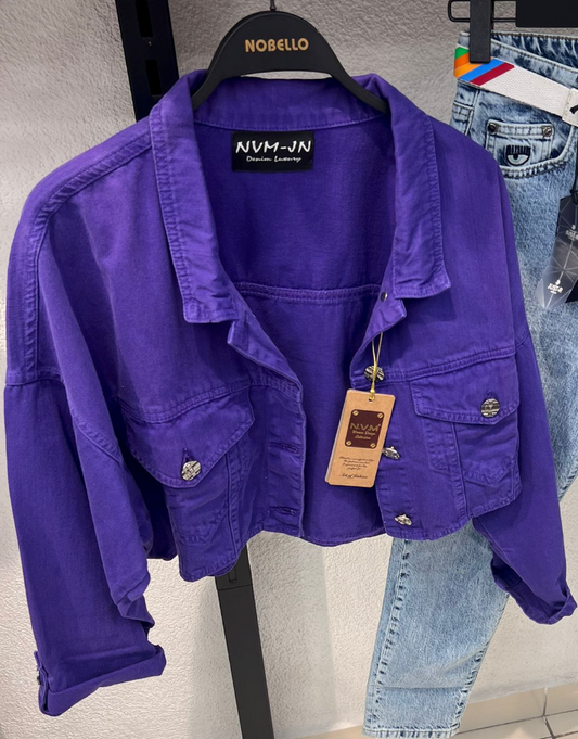 Nobello Crapped Purple Jean Jacket 7401