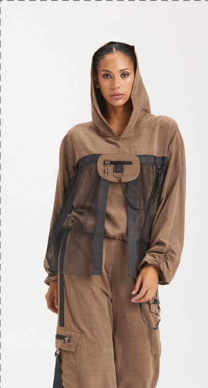 H-4 Women Hooded Oversized Top 3055