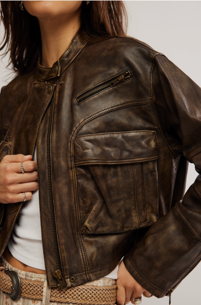 Free People ADRIENNE LEATHER JACKET OB1924362