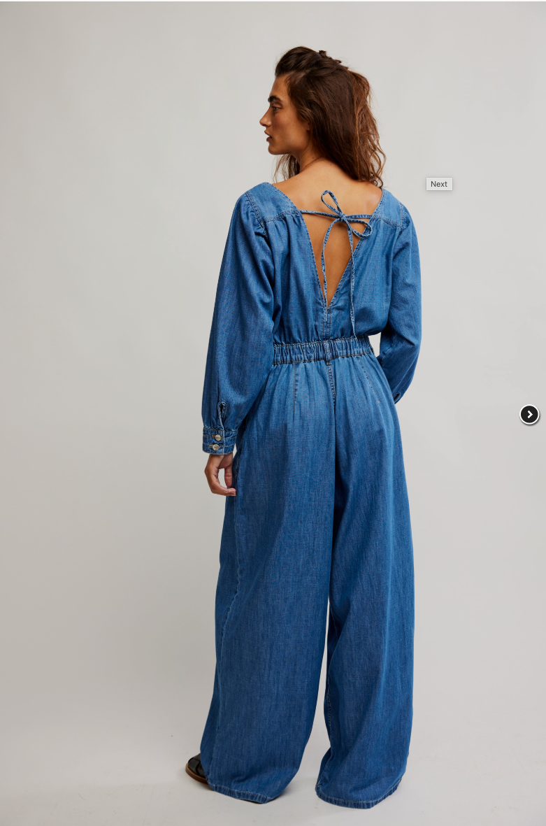 Free People  CLARA DENIM JUMPSUIT / GOING STEADY OB2123223