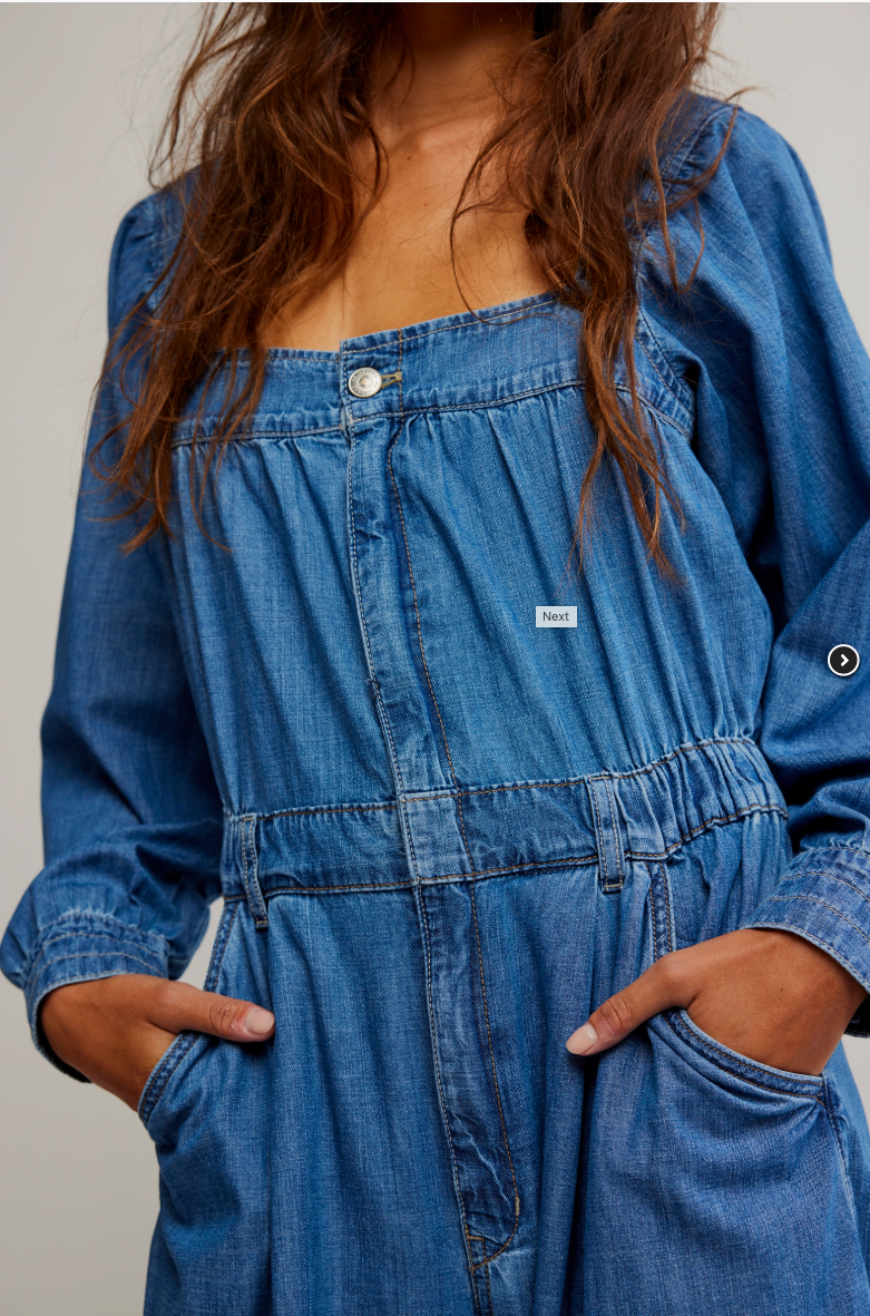 Free People  CLARA DENIM JUMPSUIT / GOING STEADY OB2123223