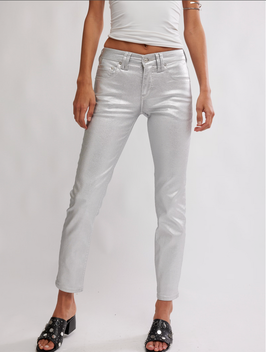 Free People ORACLE METALLIC Jeans