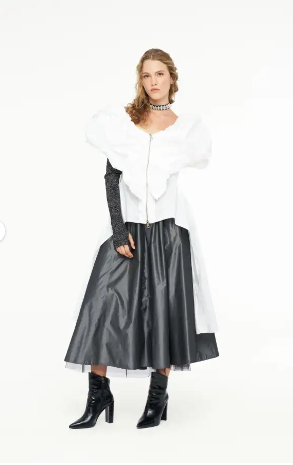 Bize Tuffeta Sculpted Zip-Front Tunic