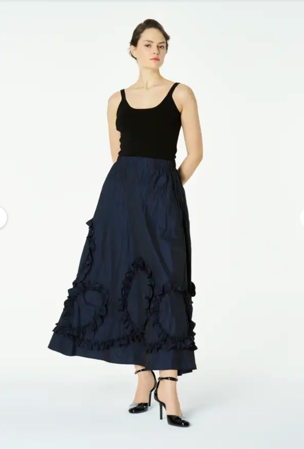 Bize Navy Ruffled Maxi Skirt