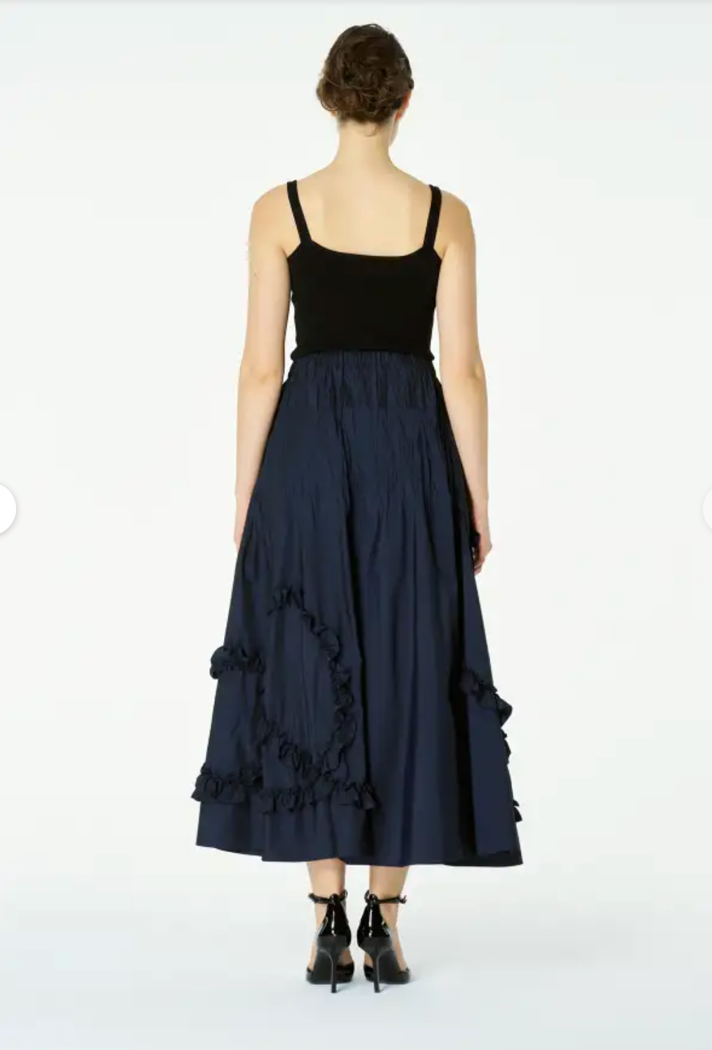 Bize Navy Ruffled Maxi Skirt